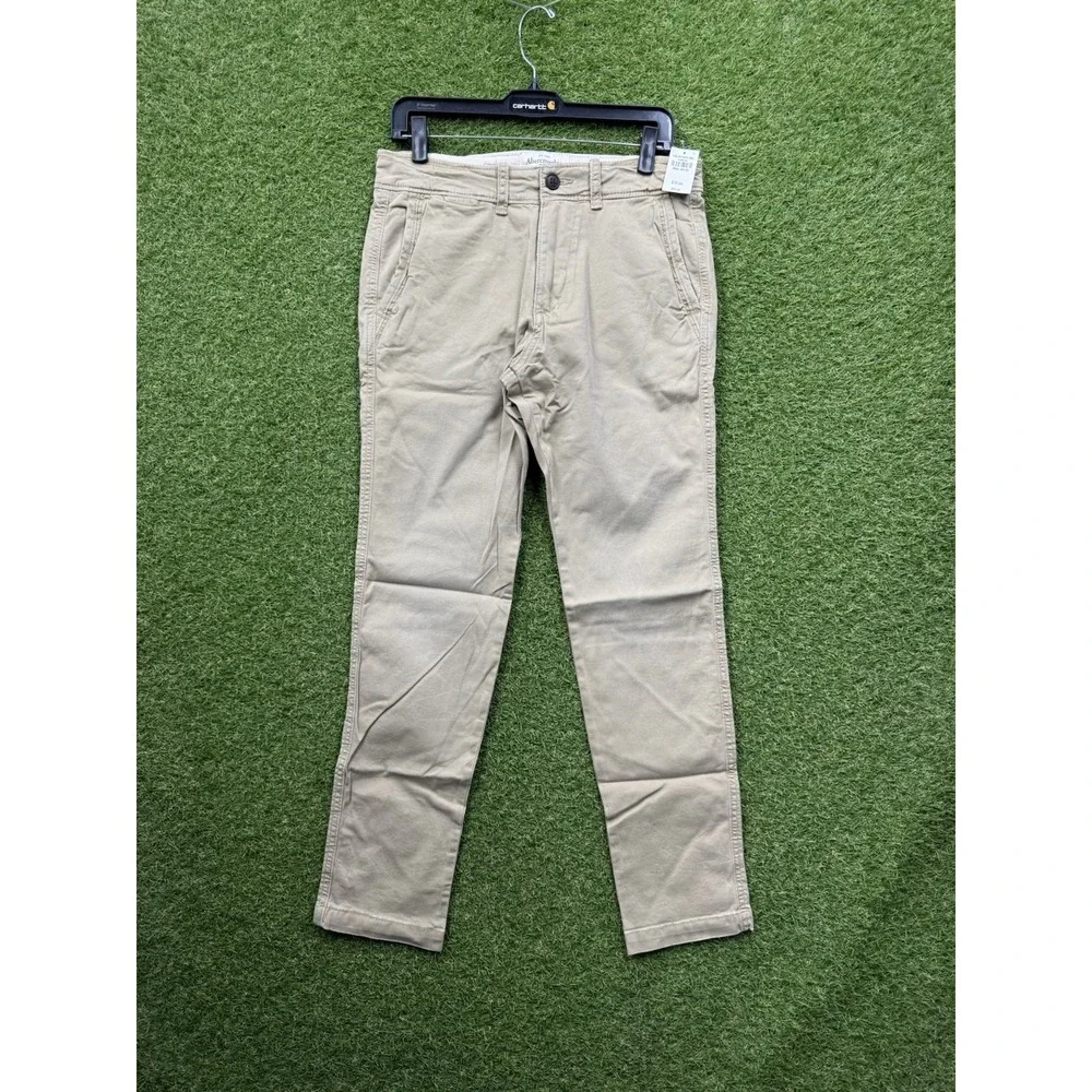 Abercrombie & Fitch Chino Pants Men 30x32 Khaki Super Slim Fit Stretch Tan NWT